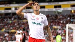 Mauro Quiroga of Necaxa celebrates after scoring against Atlas during their Mexican Apertura 2019 tournament football match at Jalisco Stadium, in Guadalajara, Jalisco State, on October 25,, 2019. (Photo by Ulises Ruiz / AFP)