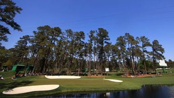 A general view of the 16th hole during a practice round prior to the Masters at Augusta National Golf Club on April 06, 2021 in Augusta, Georgia.  