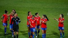 VINA DEL MAR, CHILE-OCT31: Jugadoras de Chile, son fotografiadas durante el partido de Semifinal del futbol femenino de los XIX juegos Panamericanos Santiago 2023 realizado en el estadio Sausalito el 31 de Octubre 2023 en Vina del Mar, Chile.