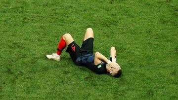 Soccer Football - World Cup - Semi Final - Croatia v England - Luzhniki Stadium, Moscow, Russia - July 11, 2018  Croatia&#039;s Ivan Perisic celebrates victory after the match   REUTERS/Damir Sagolj