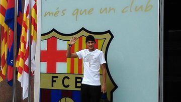 Neymar, a su llegada a Barcelona.