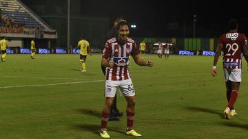 Fabián Sambueza celebra su gol contra Alianza Petrolera.