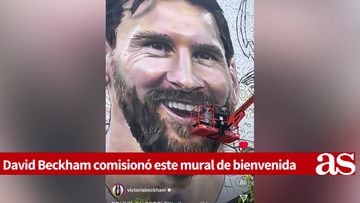 David Beckham visita el mural de bienvenida para Messi 