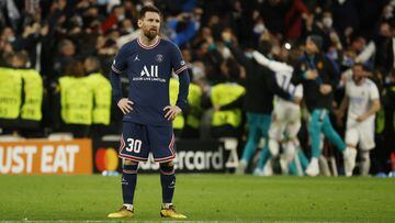 Messi, en el Bernab&eacute;u, tras caer eliminado ante el Real Madrid. 