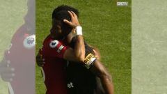 El abrazo entre Díaz y Lerma tras la goleada de Liverpool