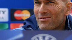Zinedine Zidane at a press conference at the Olympic Stadium. 