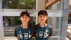 Dos gemelos surcoreanos reman en el ‘barco’ del Espanyol