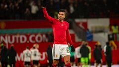 MANCHESTER, ENGLAND - JANUARY 10:   Casemiro of Manchester United reacts at the end of the Carabao Cup Quarter Final match between Manchester United and Charlton Athletic at Old Trafford on January 10, 2023 in Manchester, England. (Photo by Ash Donelon/Manchester United via Getty Images)
