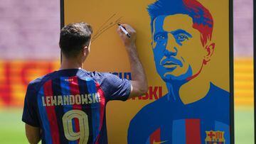 Robert Lewandowski during his presentation as new FC Barcelona player at Camp Now Stadium on August 5, 2022 in Barcelona, Spain. (Photo by Bagu Blanco / Pressinphoto / Icon Sport)