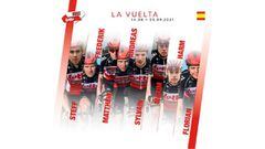 Montaje de presentaci&oacute;n de los ciclistas del equipo Lotto Soundal para la Vuelta a Espa&ntilde;a 2021.