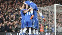 Los jugadores del Chelsea celebran uno de los goles.