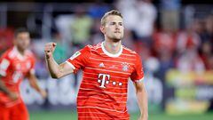 WASHINGTON, DC - JULY 20: Matthijs de Ligt of Bayern Munich celebrates after scoring their side's fourth goal during the pre-season friendly match between DC United and Bayern Munich at Audi Field on July 20, 2022 in Washington, DC.   Tim Nwachukwu/Getty Images/AFP
== FOR NEWSPAPERS, INTERNET, TELCOS & TELEVISION USE ONLY ==