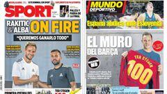 Portadas de los diarios Sport y Mundo Deportivo del d&iacute;a 15 de septiembre de 2017.