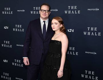 NEW YORK, NEW YORK - NOVEMBER 29: Brendan Fraser and Sadie Sink attend "The Whale" New York Screening at Alice Tully Hall, Lincoln Center on November 29, 2022 in New York City. (Photo by Jamie McCarthy/Getty Images)
