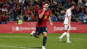 Pablo Torre celebra su gol con la Selección Sub-21 el pasado viernes ante Hungría.