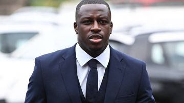 Manchester City and France footballer Benjamin Mendy arrives to Chester Crown Court in northwest England on August 15, 2022 for his trial for the alleged rape and assault of seven women. - Mendy, 28, who faces eight counts of rape, one count of sexual assault and one count of attempted rape, relating to seven young women, could see his playing career end in jail if convicted. (Photo by Paul ELLIS / AFP) (Photo by PAUL ELLIS/AFP via Getty Images)