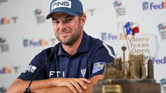 Corey Conners of Canada speaks to the media after winning the Valero Texas Open