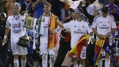 Pepe, Sergio Ramos, Isco y Morata celebrando la Copa del Rey conquistada ante el Barcelona en 2014.