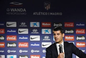 Morata speaking during his unveiling on Tuesday.