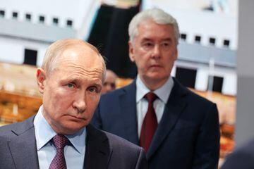 Russian President Vladimir Putin, accompanied by Moscow Mayor Sergei Sobyanin, visits the Rudnyovo industrial park in Moscow.