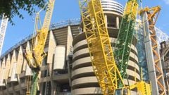La construcción del Bernabéu avanza con grúas gigantes