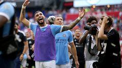 Jul 17, 2022; Harrison, New Jersey, USA; New York City midfielder Valentin Castellanos (11) celebrates after defeating the New York Red Bulls at Red Bull Arena. Mandatory Credit: Brad Penner-USA TODAY Sports