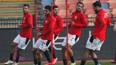 Egypt&#039;s national soccer team players attend a training session at Cairo stadium during their final training camp, ahead of the African Cup of Nations which is scheduled to take place in Cameroon next week, in Cairo, Egypt, January 3, 2022. REUTERS/Am