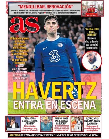 Portada de Diario AS que informaba sobre el interés del Real Madrid en Havertz