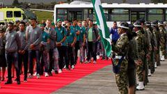 Soccer players of Brazil&#039;s Chapecoense receive a welcome ceremony upon arriving at Rionegro, Colombia, May 8, 2017. The Chapecoense will play the final of the Recopa Sudamericana on Wednesday against Colombia&#039;s Atletico Nacional. REUTERS/Fredy B