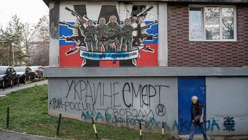A mural depicting Wagner private military group in seen on a residential building in Belgrade, Serbia, January 18, 2023. REUTERS/Marko Djurica