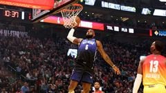 SALT LAKE CITY, UTAH - FEBRUARY 19: LeBron James #6 of the Los Angeles Lakers dunks in the 2023 NBA All Star Game between Team Giannis and Team LeBron at Vivint Arena on February 19, 2023 in Salt Lake City, Utah. NOTE TO USER: User expressly acknowledges and agrees that, by downloading and or using this photograph, User is consenting to the terms and conditions of the Getty Images License Agreement.   Tim Nwachukwu/Getty Images/AFP (Photo by Tim Nwachukwu / GETTY IMAGES NORTH AMERICA / Getty Images via AFP)