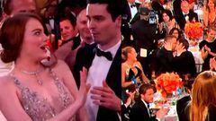 Emma Stone, Ryan Reynolds y Andrew Garfield, en los Globos de Oro 2017