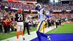 Los Angeles Rams' Odell Beckham Jr. celebrates after scoring a touchdown during Super Bowl LVI between the Los Angeles Rams and the Cincinnati Bengals at SoFi Stadium in Inglewood, California, on February 13, 2022. (Photo by Frederic J. Brown / AFP)
