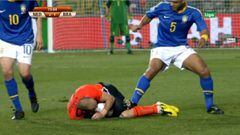 El pisot&oacute;n de Felipe Melo a Robben en los cuartos de final del Mundial de Sud&aacute;frica 2010.
