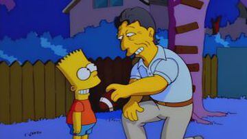 El mariscal de campo de los New York Jets tuvo que pedir ayuda a Bart después de que su auto se descompuso afuera de la casa de Los Simpson. El pequeño le pidió consejos para destacar como quarterback en su equipo, pero Namath tuvo que irse de inmediato.