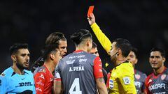 The Necaxa player was booked twice in just a matter of seconds against the Pumas at Ciudad Universitaria.
