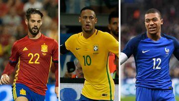 Isco (Espa&ntilde;a), Neymar (Brasil) y Mbapp&eacute; (Francia), sucesores del Bal&oacute;n de Oro en el futuro.