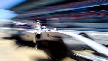 Valtteri Bottas of Finland and Williams returns to the garage during day two of F1 winter testing.