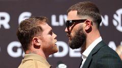 Canelo Alvarez and Caleb Plant traded blows at a press conference on Tuesday, ahead of their title bout scheduled for November 6th in Las Vegas.