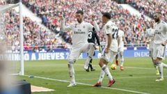 Ramos celebró así el segundo gol del Madrid.