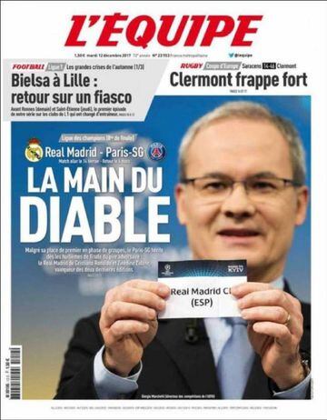 Portada del diario francés, L'Equipe, del día 12 de diciembre de 2017.