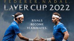Cartel promocional de la Laver Cup 2022 en el que confirman la presencia de Roger Federer y Rafa Nadal en el equipo de Europa.