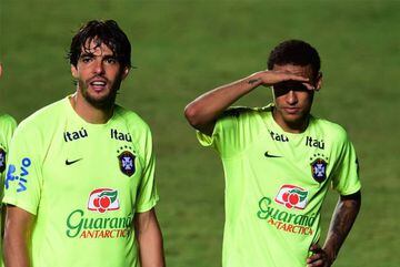 Kaká (left) and Neymar on Brazil duty.