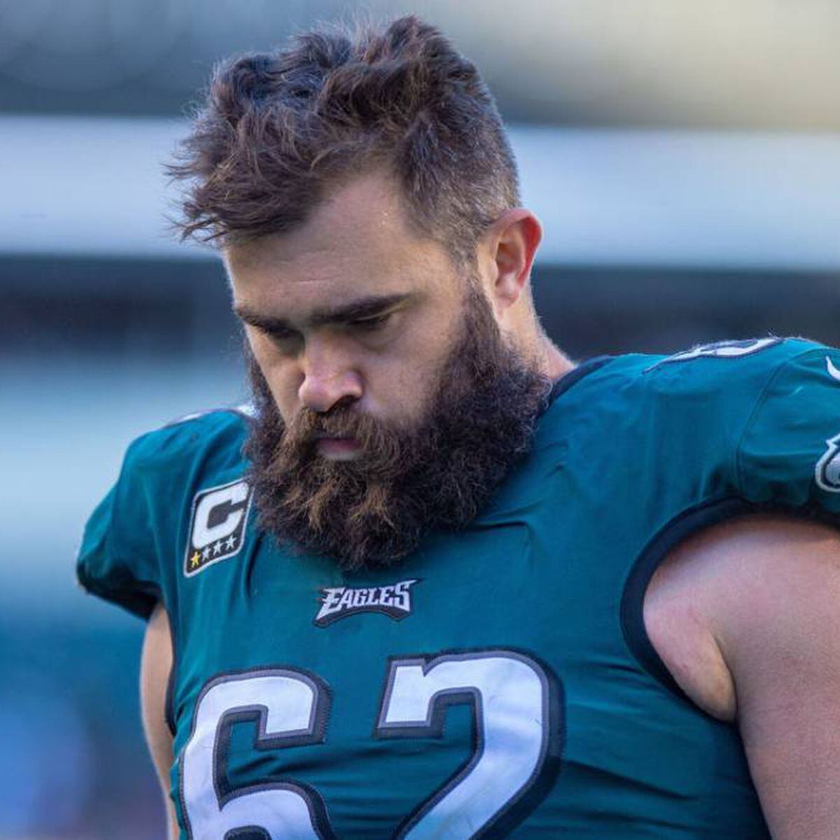 FILE - Philadelphia Eagles center Jason Kelce (62) lines up before the snap  during the team's NFL football game against the Indianapolis Colts, Nov. 20,  2022, in Indianapolis. The undersized Kelce had