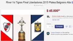 La Fiscal&iacute;a detect&oacute; que el sitio MercadoLibre ofertaba entradas para la final de vuelta de la Copa Libertadores hasta en 45,000 pesos argentinos.