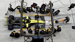 SHANGHAI, CHINA - APRIL 14: Nico Hulkenberg of Germany driving the (27) Renault Sport Formula One Team RS19 makes a pitstop for new tyres during the F1 Grand Prix of China at Shanghai International Circuit on April 14, 2019 in Shanghai, China. (Photo by M