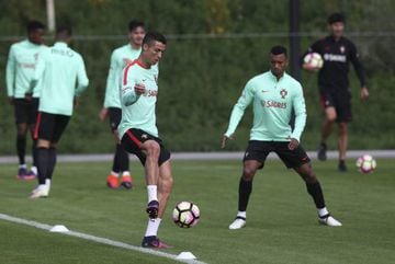 Nike man. Cristiano Ronaldo pictured with the Portugal in training in Oeiras today.