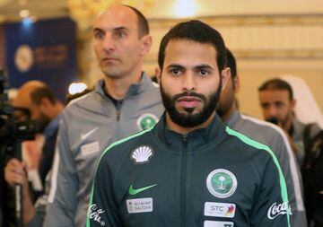 Players of the national football team of Saudi Arabia leave a news conference on Gulf Cup of Nations because of the presence of Qatari TV channels, in Kuwait City, Kuwait, December 21, 2017.