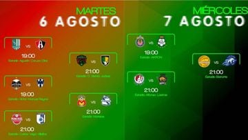Fechas y horarios de la jornada 2 de la Copa MX