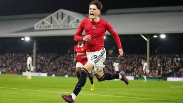 Manchester United's Alejandro Garnacho celebrates after he scores his side's second goal of the game during the Premier League match at Craven Cottage, London. Picture date: Sunday November 13, 2022. (Photo by Zac Goodwin/PA Images via Getty Images)